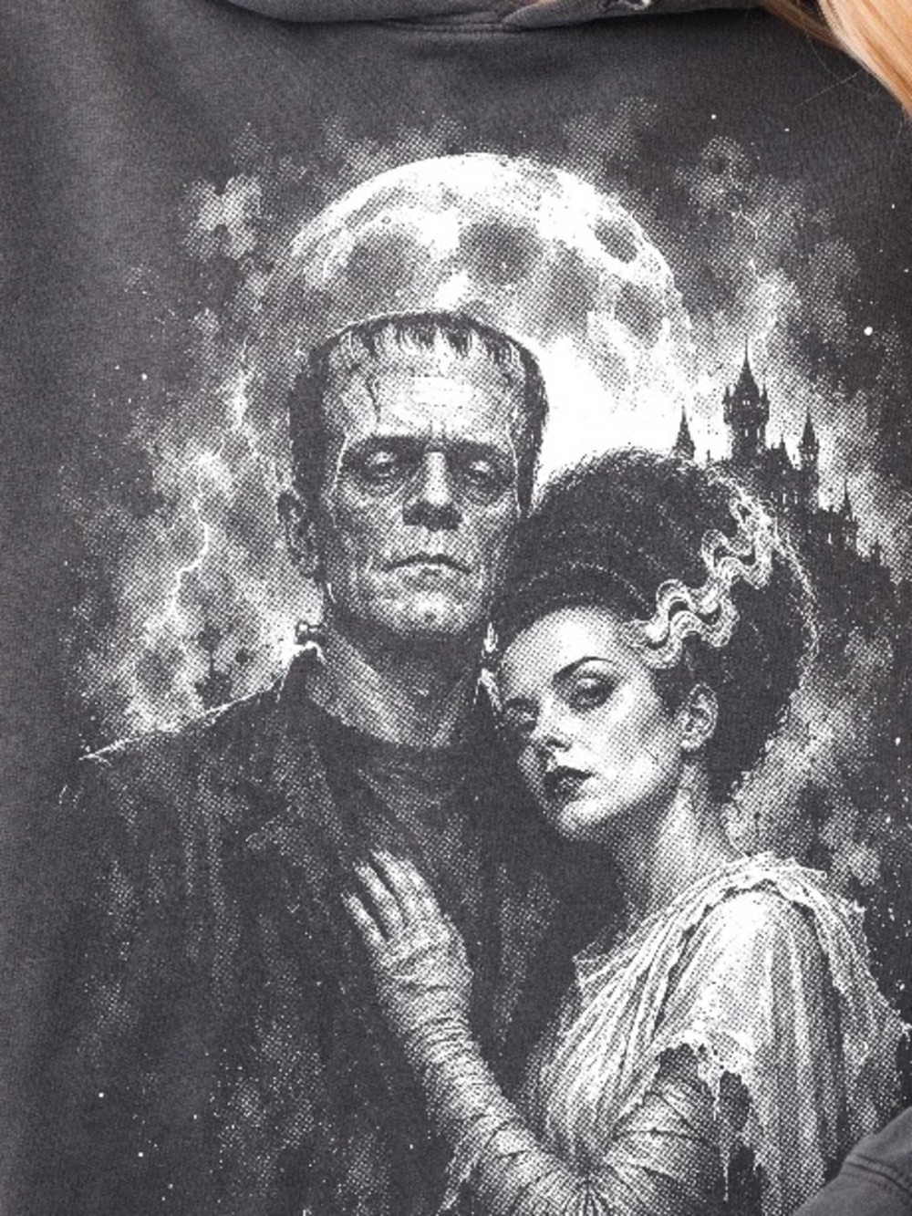 Frankenstein and Bride Moonlit Art Graphic Sweatshirt